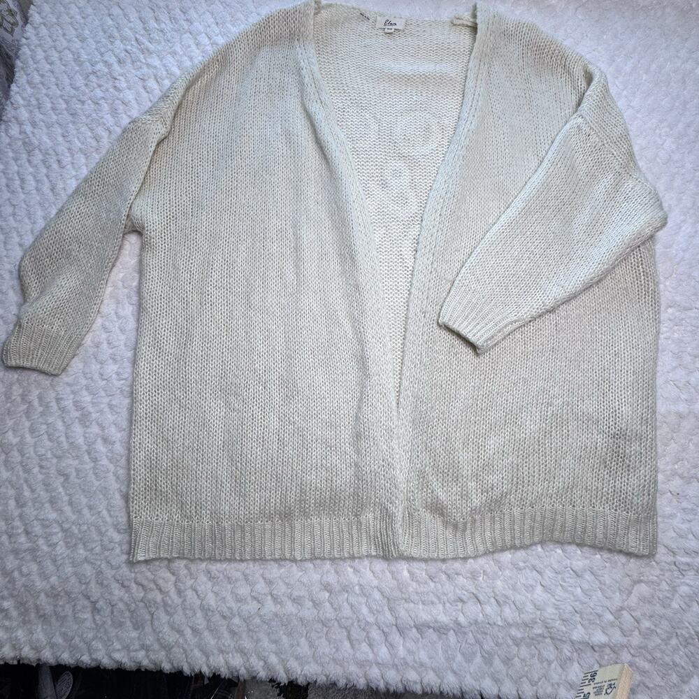 Elan Rock & Love Cream Chunky Knit Cardigan Oversized Open Front One Size - Picture 2 of 7